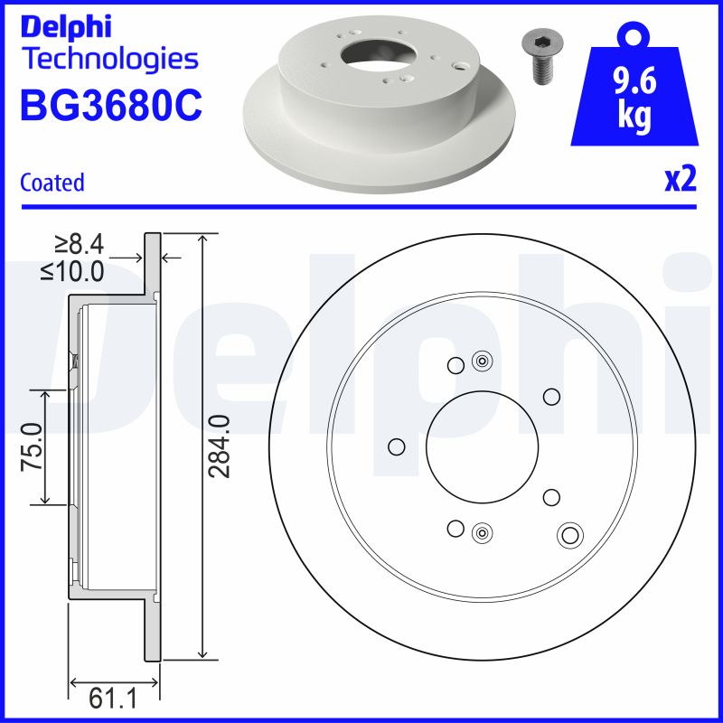 Гальмівний диск   BG3680C   DELPHI