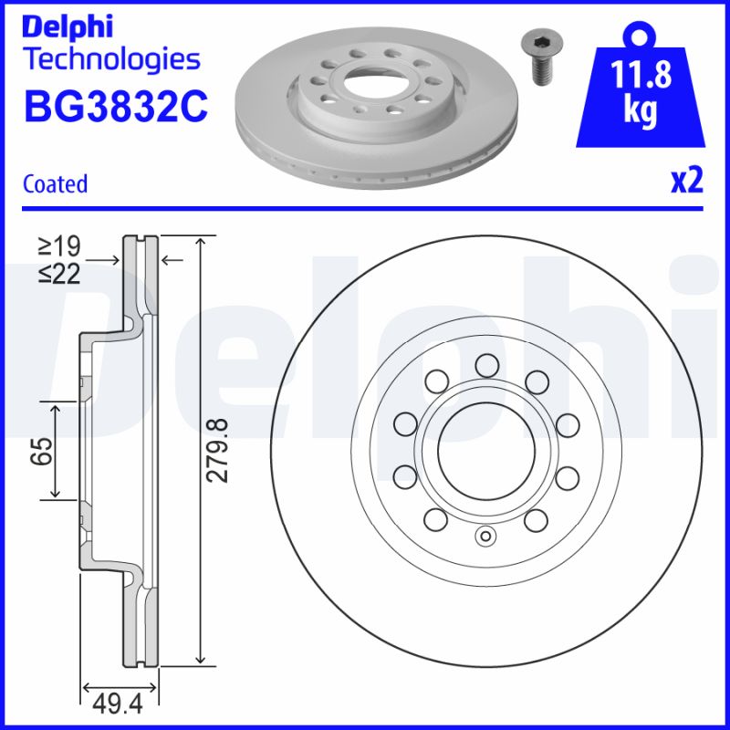 Гальмівний диск   BG3832C   DELPHI