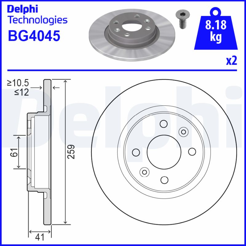 Гальмівний диск   BG4045   DELPHI