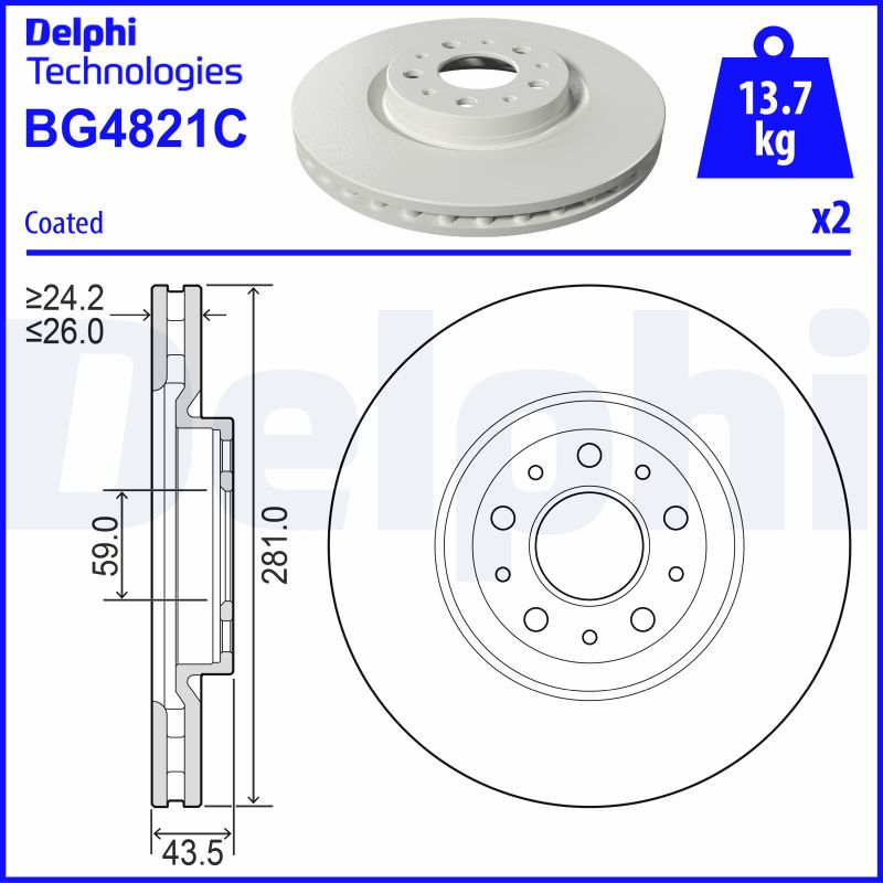 Гальмівний диск   BG4821C   DELPHI