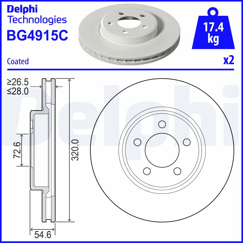Тормозной диск   BG4915C   DELPHI