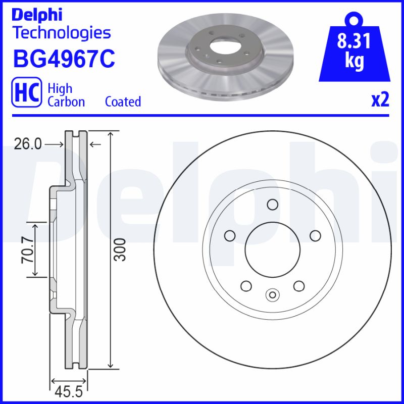Тормозной диск   BG4967C   DELPHI