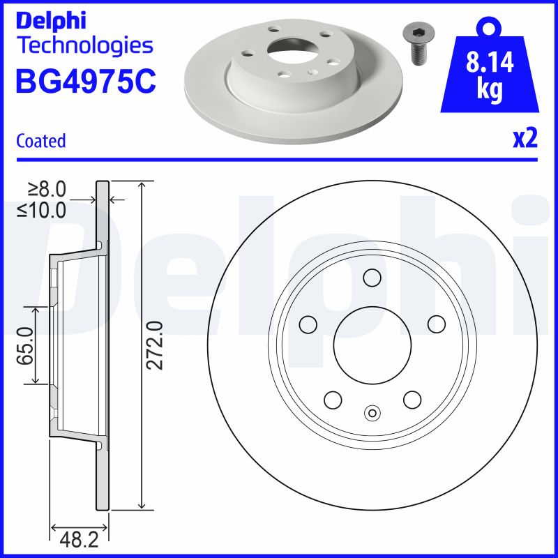 Тормозной диск   BG4975C   DELPHI