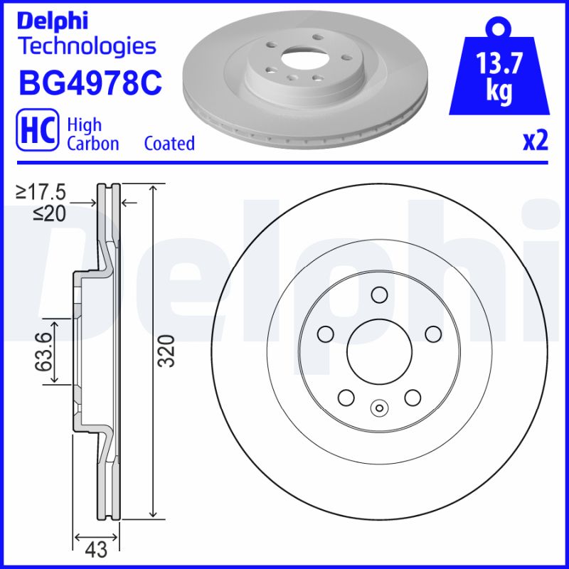 Гальмівний диск   BG4978C   DELPHI