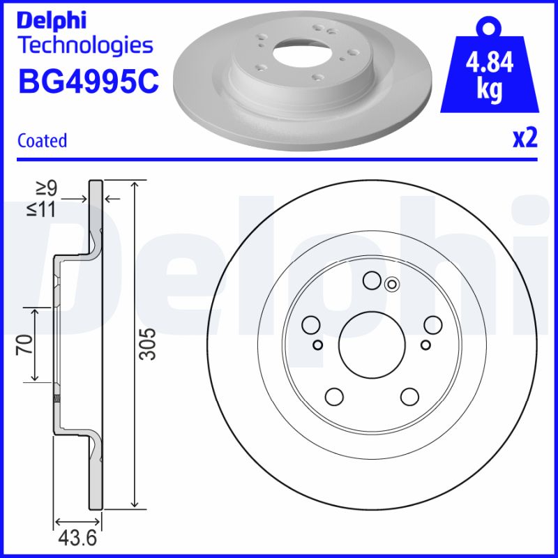 Гальмівний диск   BG4995C   DELPHI