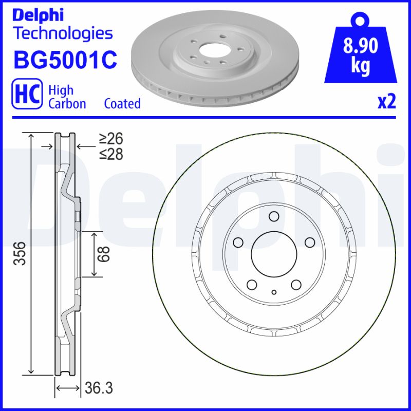 Гальмівний диск   BG5001C   DELPHI