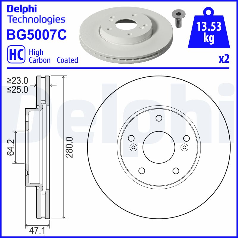 Тормозной диск   BG5007C   DELPHI
