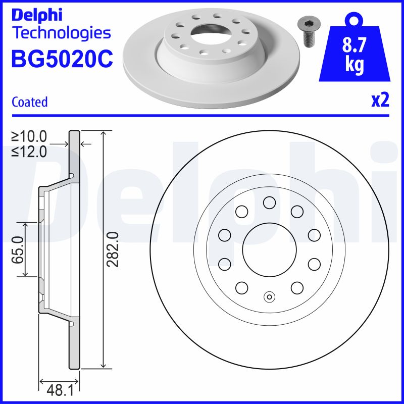 Гальмівний диск   BG5020C   DELPHI