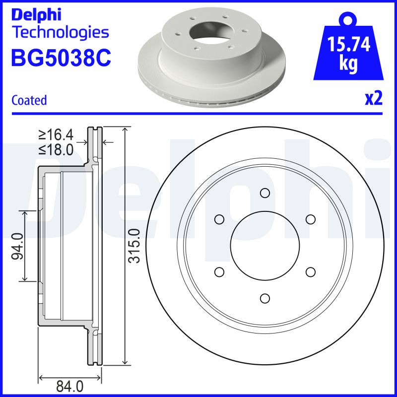 Гальмівний диск   BG5038C   DELPHI