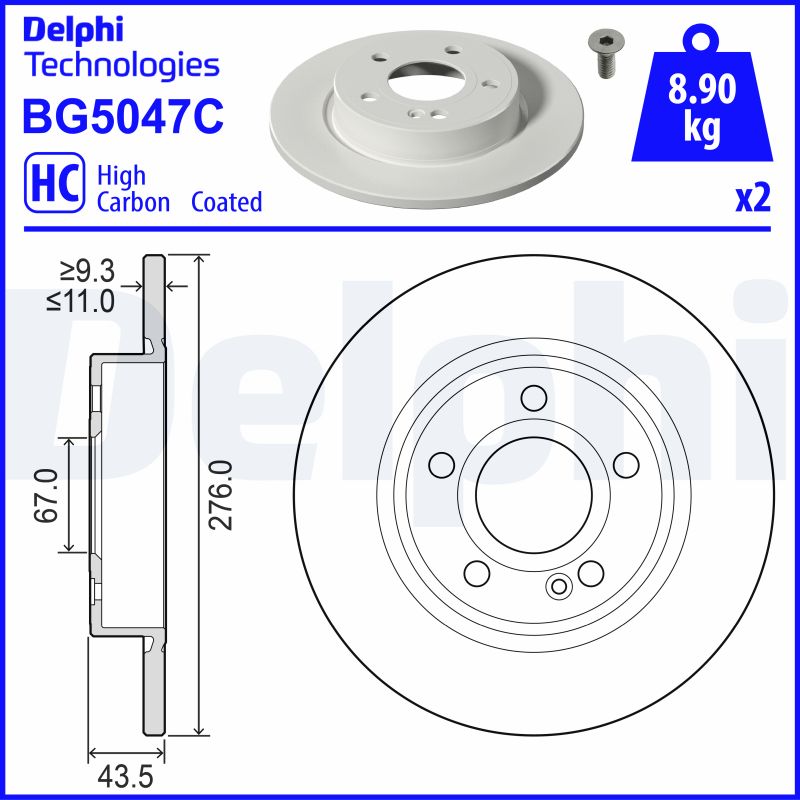 Тормозной диск   BG5047C   DELPHI