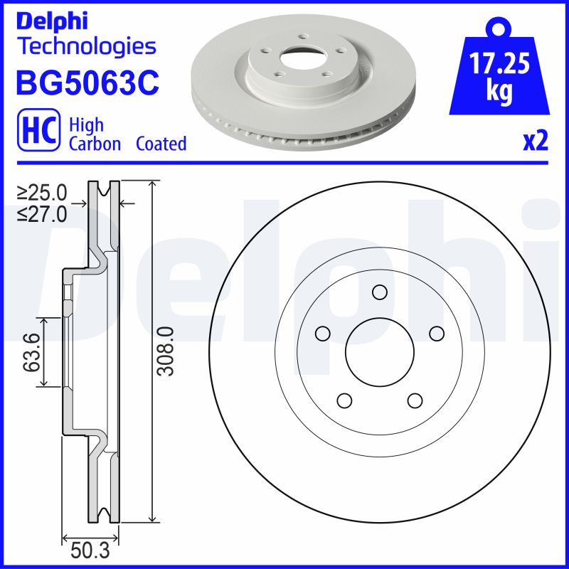 Тормозной диск   BG5063C   DELPHI