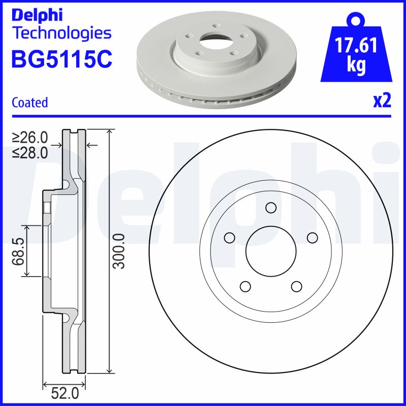 Гальмівний диск   BG5115C   DELPHI