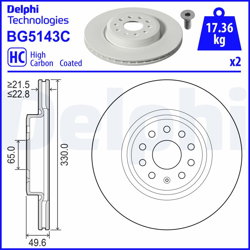 Гальмівний диск   BG5143C   DELPHI