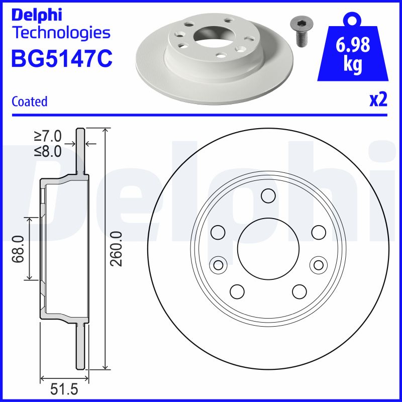 Гальмівний диск   BG5147C   DELPHI