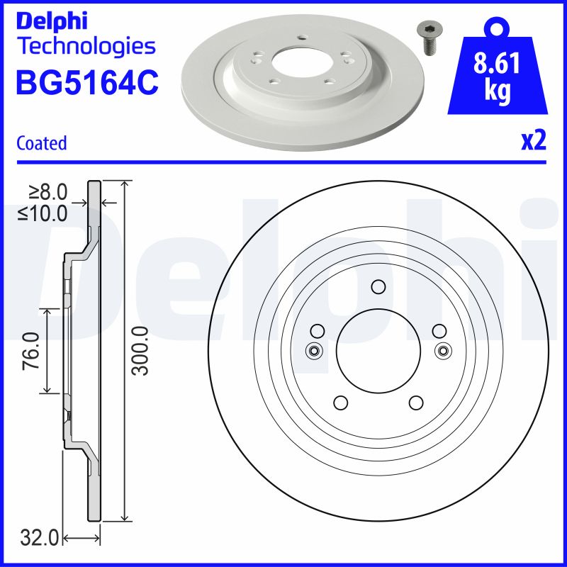 Гальмівний диск   BG5164C   DELPHI