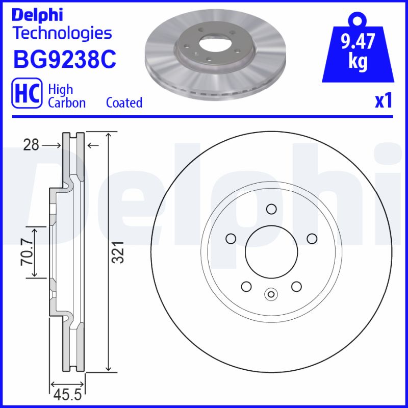 Тормозной диск   BG9238C   DELPHI
