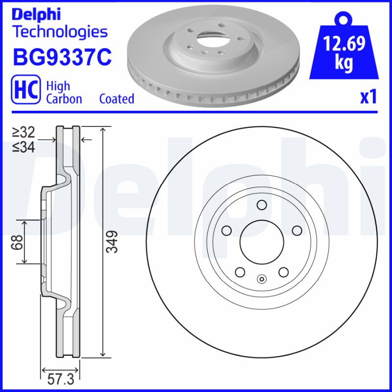 Тормозной диск   BG9337C   DELPHI