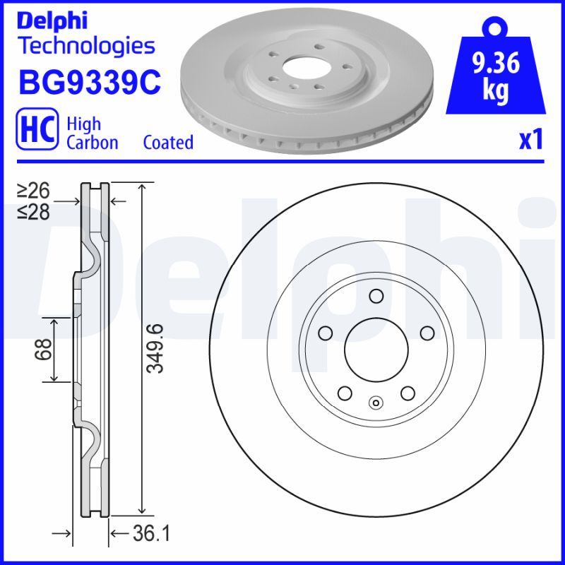 Гальмівний диск   BG9339C   DELPHI