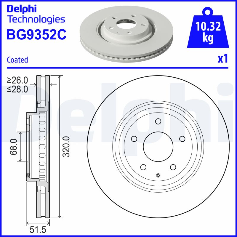 Тормозной диск   BG9352C   DELPHI