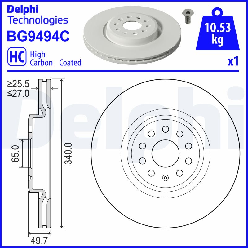 Тормозной диск   BG9494C   DELPHI