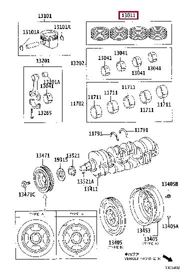 Комплект поршневих кілець   13011-22221   TOYOTA