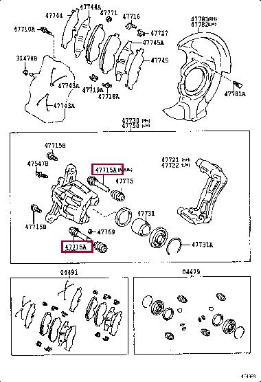 Напрямний палець, гальмівний супорт   47715-50030   TOYOTA