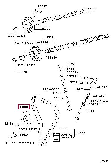 Натяжний ролик, зубчастий ремінь   13505-46041   TOYOTA