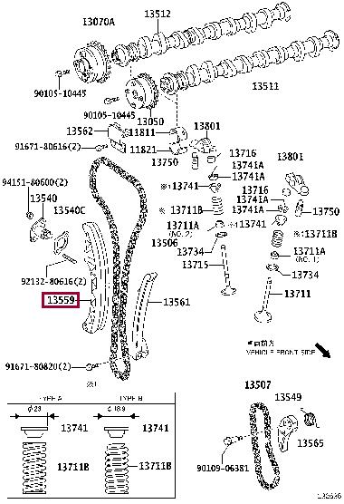 Напрямна планка, ланцюг керування   13559-37020   TOYOTA