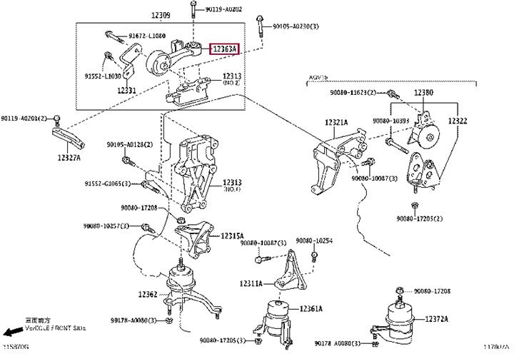 Подвеска, двигатель   123630V010   TOYOTA