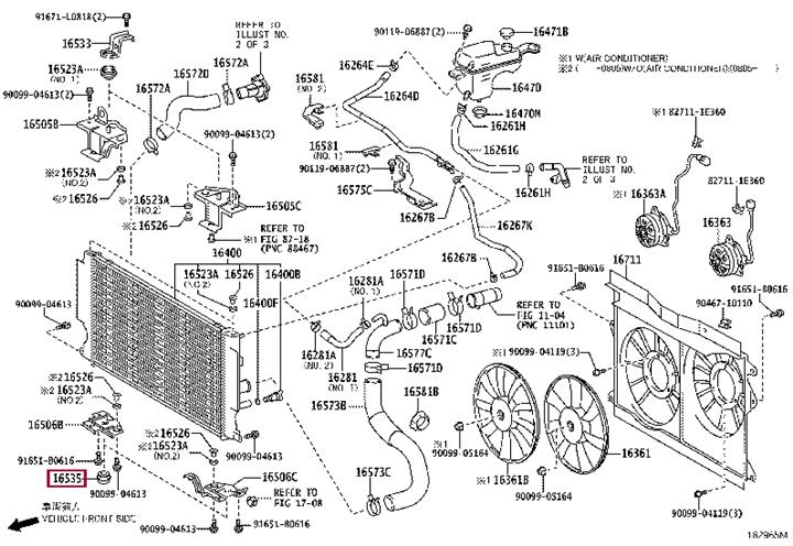 Опора, радіатор   16535-20030   TOYOTA