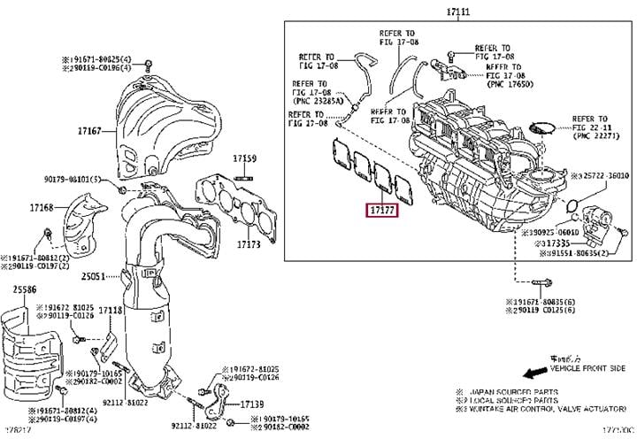 Ущільнення, впускний колектор   17171-36010   TOYOTA