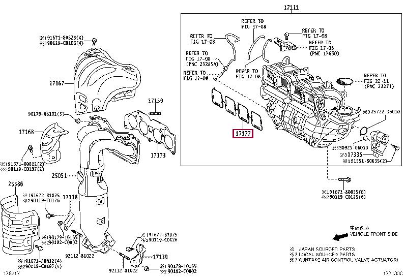 Ущільнення, впускний колектор   17171-36011   TOYOTA