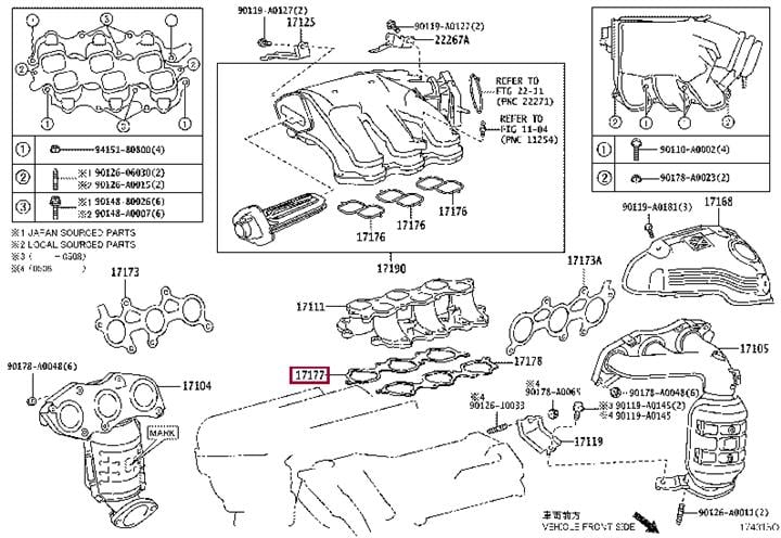 Ущільнення, впускний колектор   17177-31040   TOYOTA