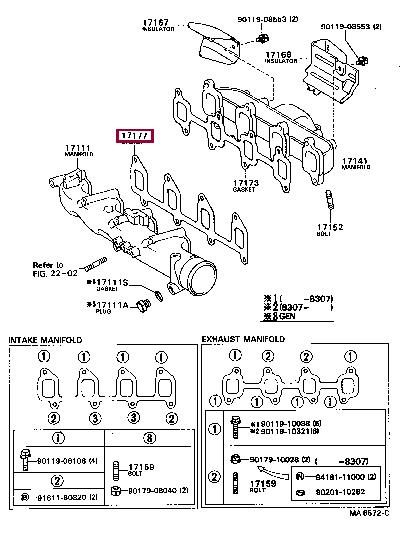 Ущільнення, впускний колектор   17177-64020   TOYOTA