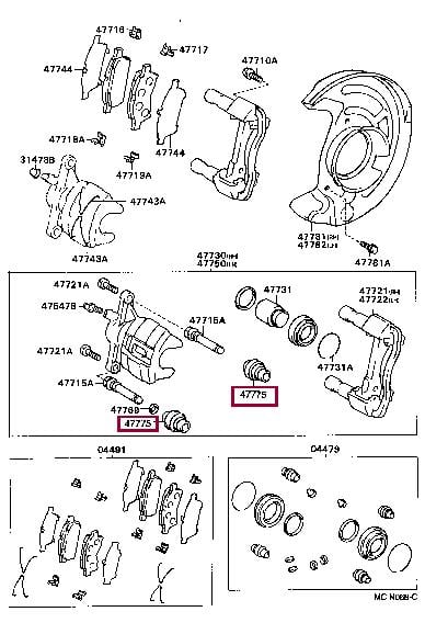 Гофрований кожух, напрямна гальмівного супорта   47775-50010   TOYOTA