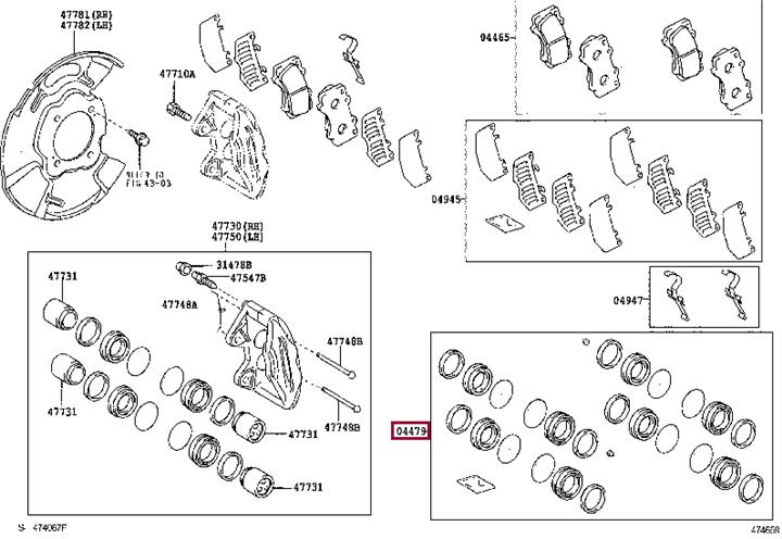 Ремонтний комплект, гальмівний супорт   04478-0K130   TOYOTA