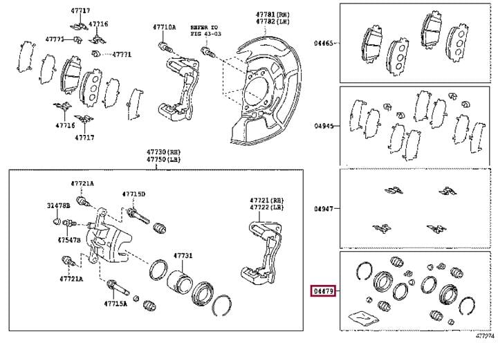 Ремонтний комплект, гальмівний супорт   04478-33100   TOYOTA