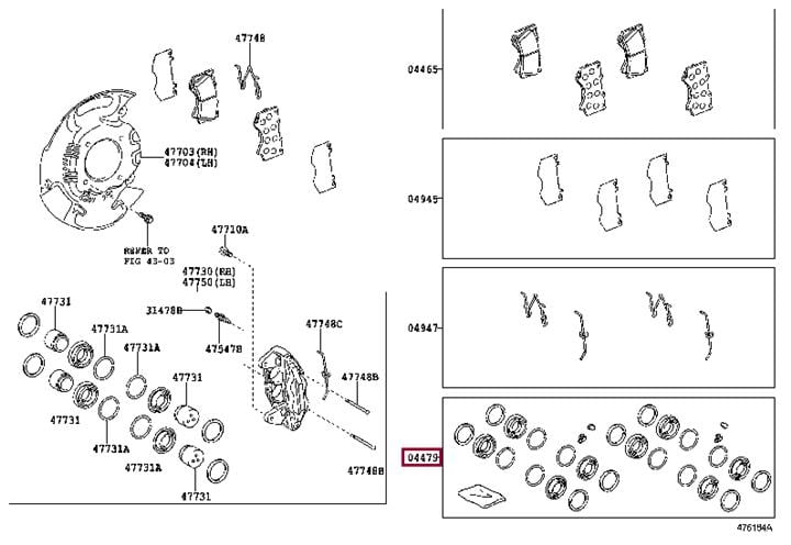 Ремкомплект, тормозной суппорт   04478-60070   TOYOTA