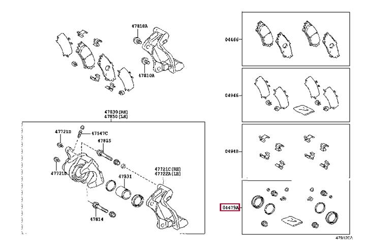 Ремкомплект, тормозной суппорт   04479-0E060   TOYOTA