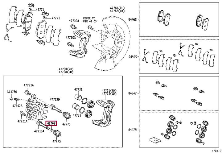 Ремкомплект, тормозной суппорт   47769-48150   TOYOTA