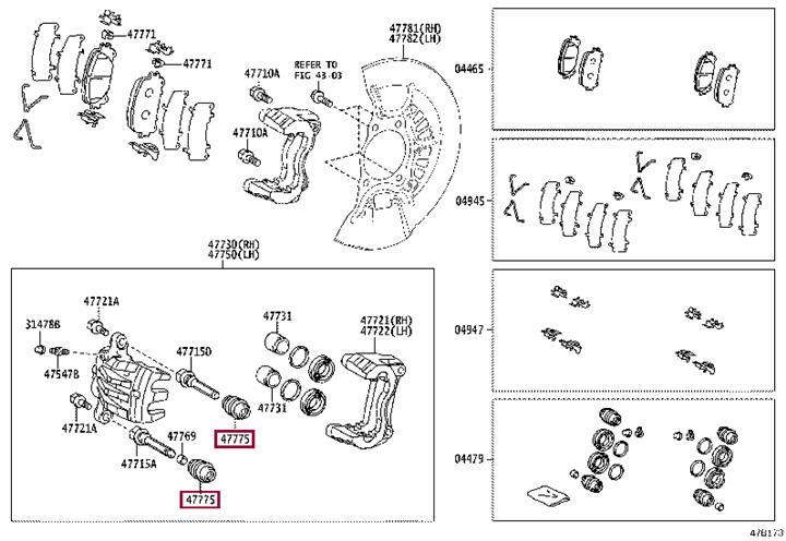 Ремонтний комплект, гальмівний супорт   47775-48150   TOYOTA