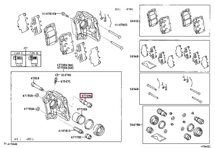 Ремкомплект, тормозной суппорт   47879-30300   TOYOTA