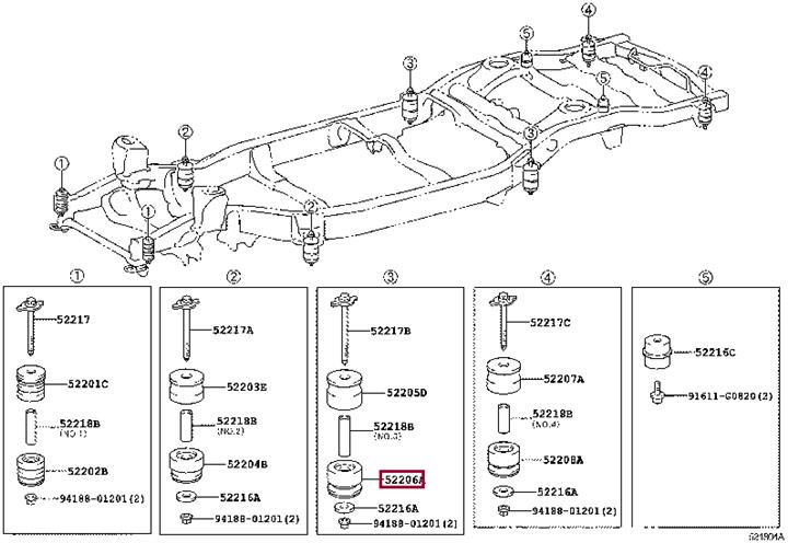 Опора, балка моста   52206-60030   TOYOTA