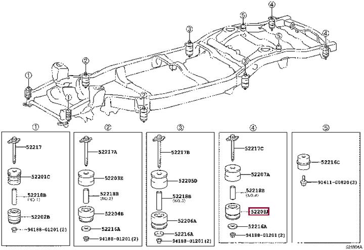 Опора, балка моста   52208-60050   TOYOTA