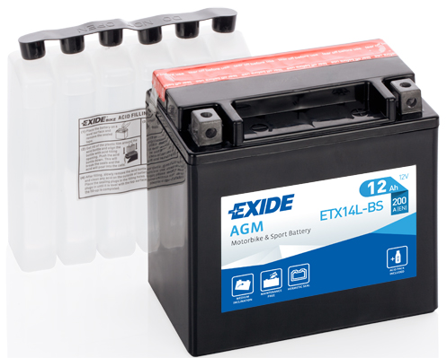 Стартерная аккумуляторная батарея   ETX14L-BS   EXIDE