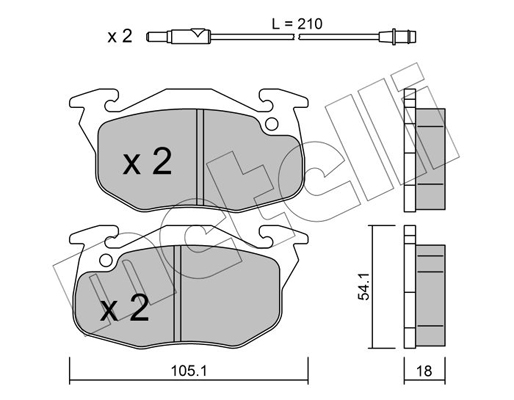 Комплект тормозных колодок, дисковый тормоз   22-0037-0   METELLI