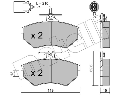 Комплект тормозных колодок, дисковый тормоз   22-0050-1   METELLI