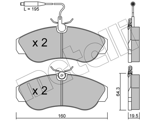 Комплект тормозных колодок, дисковый тормоз   22-0155-0   METELLI