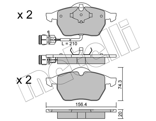 Комплект тормозных колодок, дисковый тормоз   22-0181-0   METELLI
