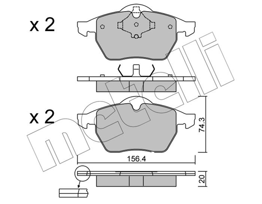 Комплект тормозных колодок, дисковый тормоз   22-0181-2   METELLI